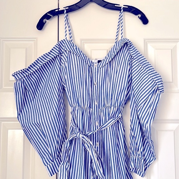 Like new! Bardot Paloma Striped Midi Dress Off the Shoulder - Picture 8 of 12